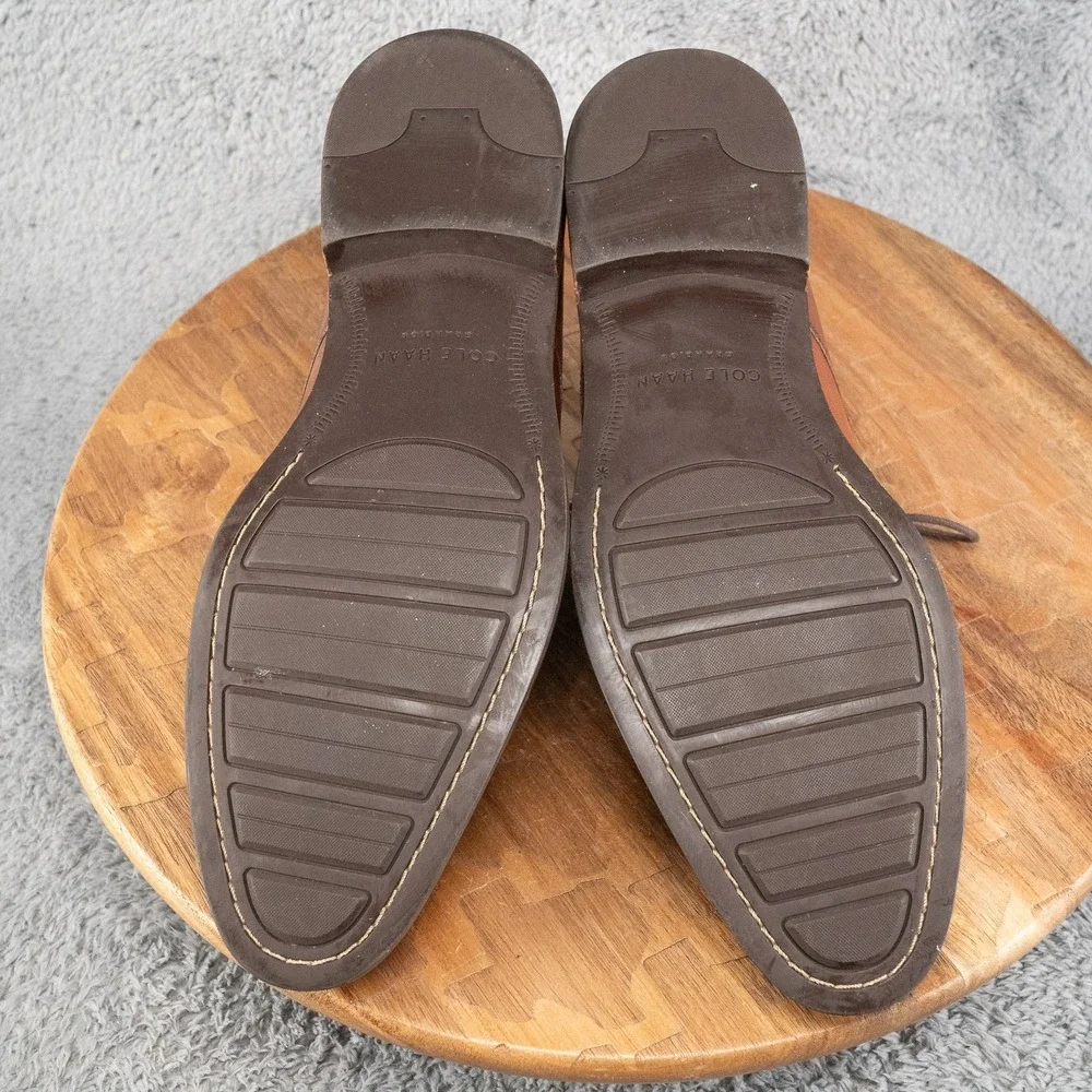 Cole Haan Mens Lenox Hill Oxford Size 9.5 M Cognac Tan Cap Toe Dress Shoe